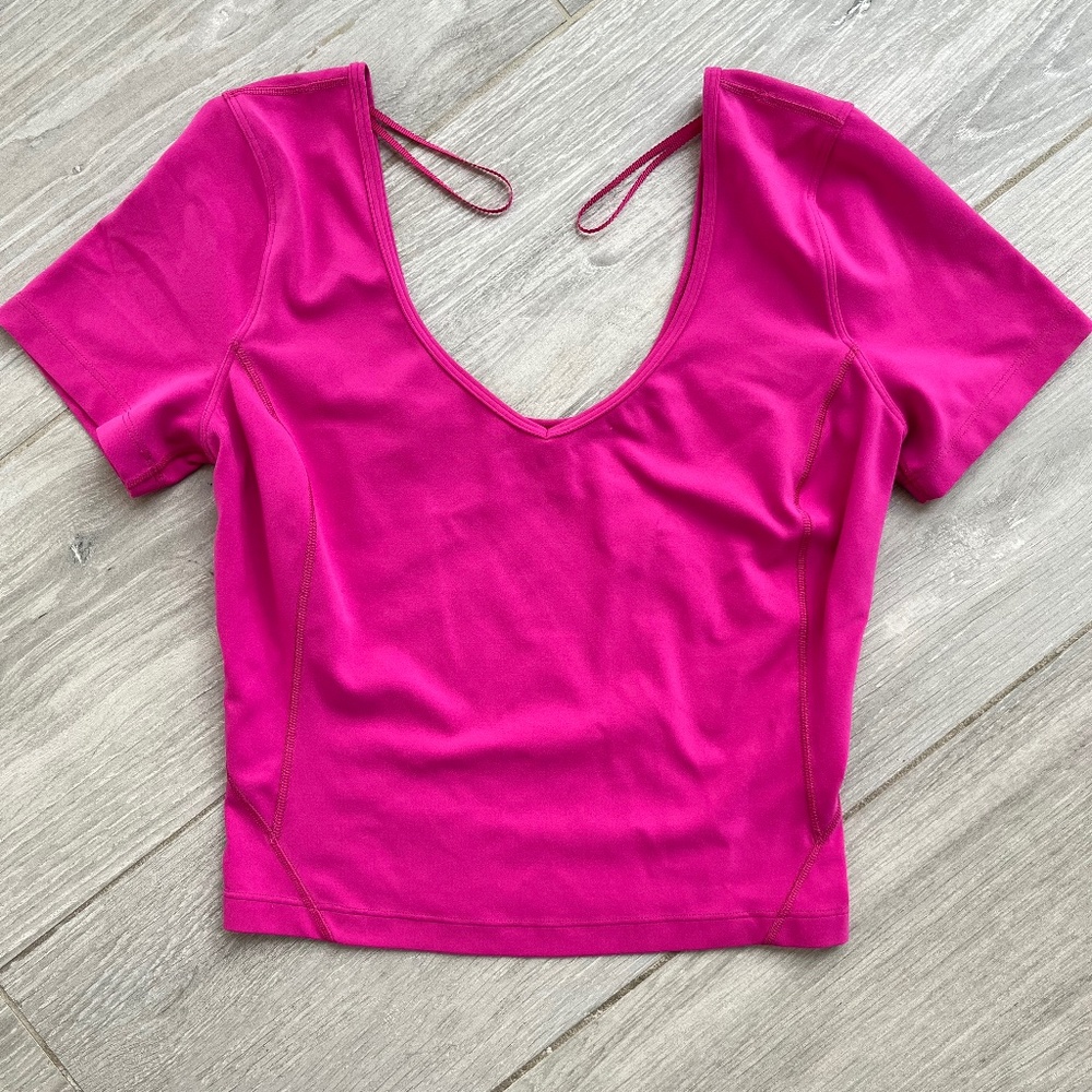Lululemon cropped align tee, Pink, Size 4